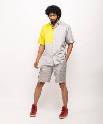Grey & neon colorblocked shirt 2