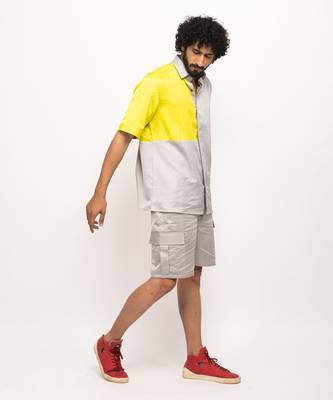 Grey & neon colorblocked shirt 4