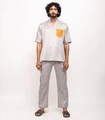 Grey & orange pocket shirt