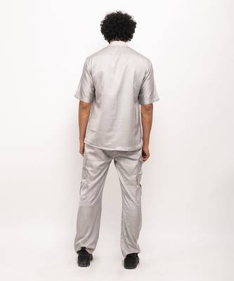 Grey & orange pocket shirt 4