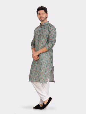 Encino  mens cotton printed kurta top - indeevar collection 3