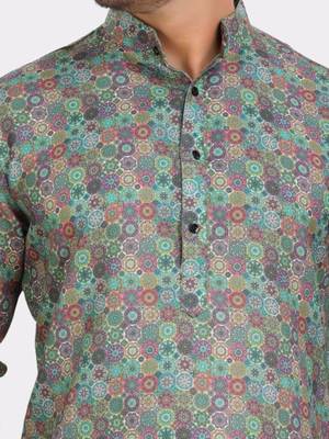 Encino  mens cotton printed kurta top - indeevar collection 4