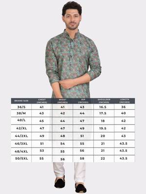 Encino  mens cotton printed kurta top - indeevar collection 5