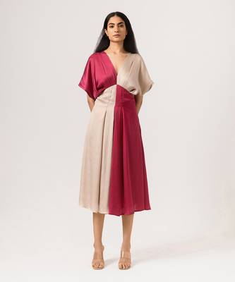 Wine & ecru square dress 1