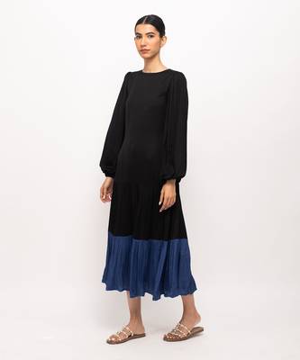 Black & blue gather maxi dress 3