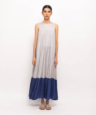 Grey & blue halter neck dress 1