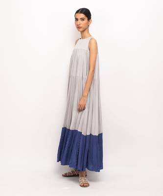 Grey & blue halter neck dress 2