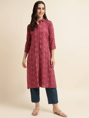 Fabclub rayon printed a-line women kurti (magenta) 1