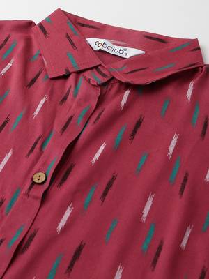 Fabclub rayon printed a-line women kurti (magenta) 5