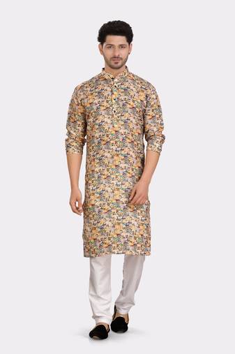 Encino  mens cotton printed kurta top - indeevar collection