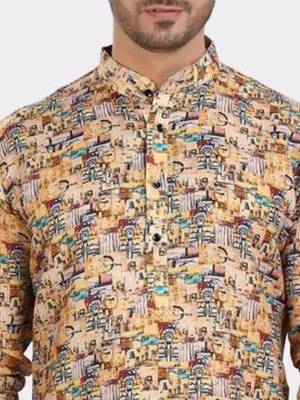 Encino mens cotton printed kurta top - indeevar collection 4