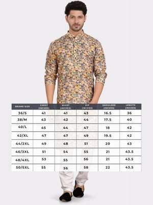 Encino mens cotton printed kurta top - indeevar collection 5