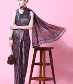 Rujave Copper Grey Chiffon Sarees With Blouse