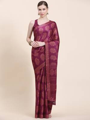 Rujave Copper Purple Chiffon Sarees With Blouse 3