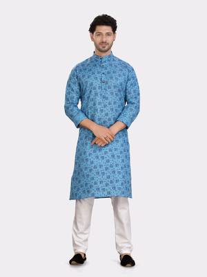 Encino  mens cotton printed kurta suit - angad collection 1