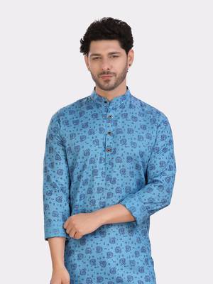 Encino  mens cotton printed kurta suit - angad collection 4
