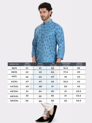 Encino  mens cotton printed kurta suit - angad collection 5