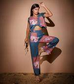 Teal Blue & Brown Moss Jumpsuit Jumpsuit