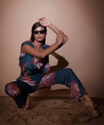 Teal Blue & Brown Moss Jumpsuit Jumpsuit 2
