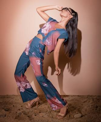 Teal Blue & Brown Moss Jumpsuit Jumpsuit 3