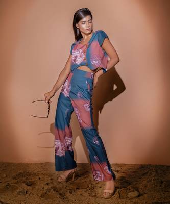 Teal Blue & Brown Moss Jumpsuit Jumpsuit 4