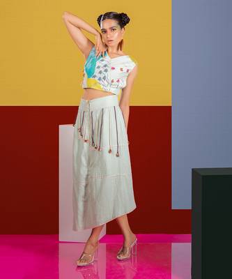 Mintgreen Spinet Top With Tambourine Skirt Skirt Set 1
