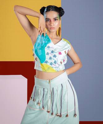 Mintgreen Spinet Top With Tambourine Skirt Skirt Set 3