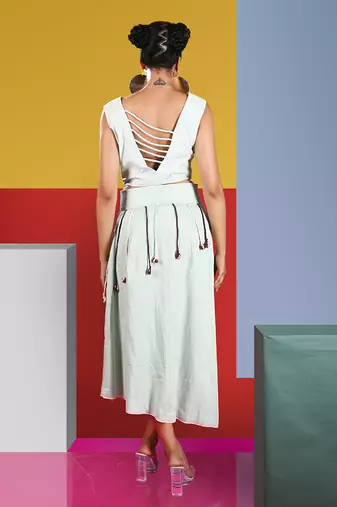 Mintgreen Spinet Top With Tambourine Skirt Skirt Set