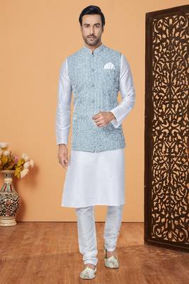 Exclusive Banarasi Dhupion Kurta Pajama with Jacket 1