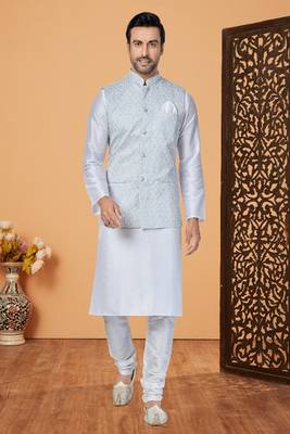 Exclusive Banarasi Dhupion Kurta Pajama with Jacket 1