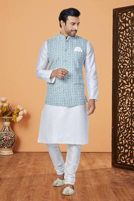 Exclusive Banarasi Dhupion Kurta Pajama with Jacket 1