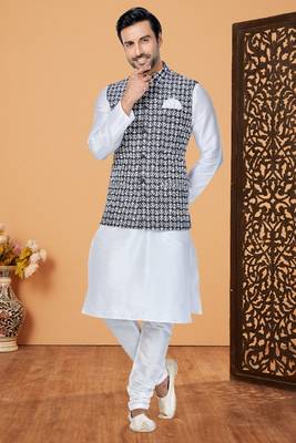 Exclusive Banarasi Dhupion Kurta Pajama with Jacket 1