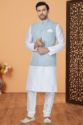 Exclusive Banarasi Dhupion Kurta Pajama with Jacket 2