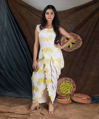 Ivory Pink Yym Asymme Drape  Dress 1