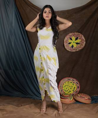 Ivory Pink Yym Asymme Drape  Dress 3