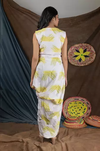 Ivory Pink Yym Asymme Drape  Dress