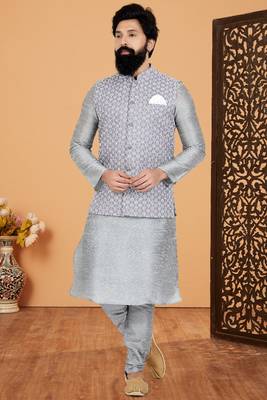 Exclusive Banarasi Dhupion Kurta Pajama with Jacket 1