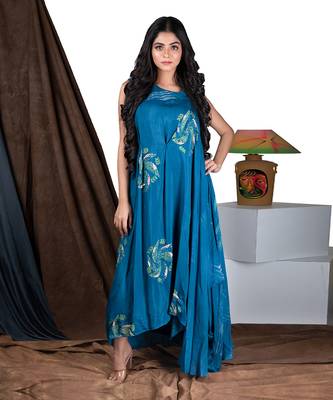 Prussian Blue Yym Cowl Drape Dress 1