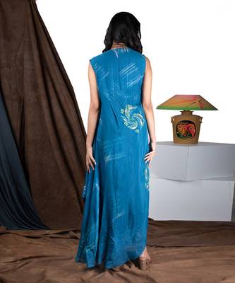 Prussian Blue Yym Cowl Drape Dress 2