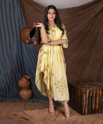 Yellow Yym Pleated Melia Kaftan Kaftaan 1