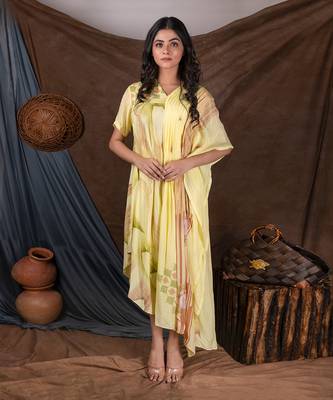 Yellow Yym Pleated Melia Kaftan Kaftaan 2