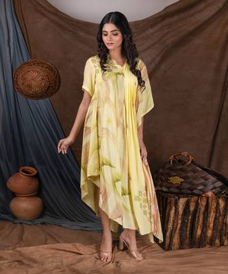 Yellow Yym Pleated Melia Kaftan Kaftaan 3