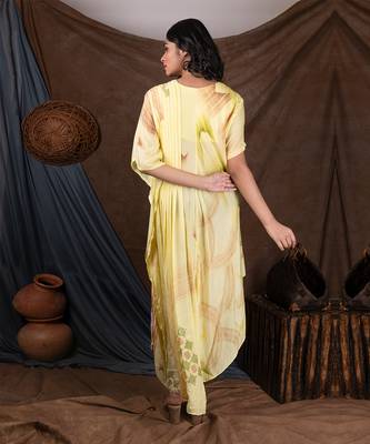 Yellow Yym Pleated Melia Kaftan Kaftaan 4