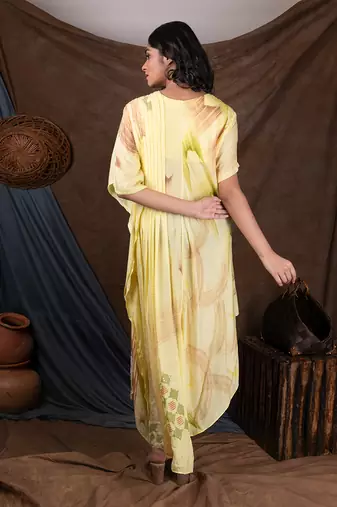 Yellow Yym Pleated Melia Kaftan Kaftaan