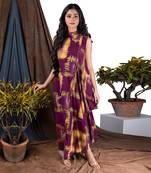Wine Yym Side Cowl Asymme Drape  Dress