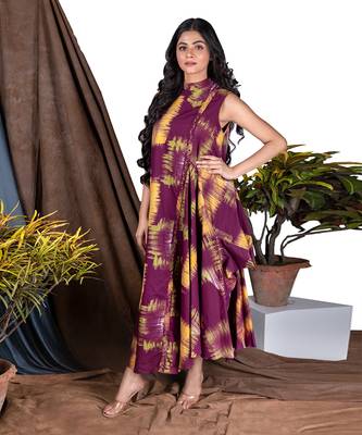 Wine Yym Side Cowl Asymme Drape  Dress 2