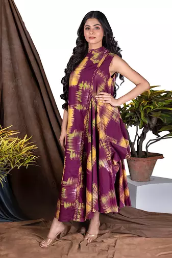 Wine Yym Side Cowl Asymme Drape  Dress