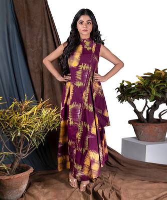 Wine Yym Side Cowl Asymme Drape  Dress 4