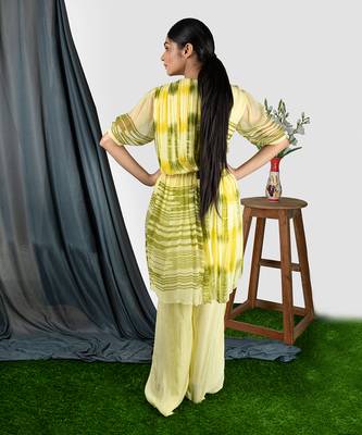 Sharbat Yellow Geather Short Dress With Plazo Pant  Co-Ord Set 4