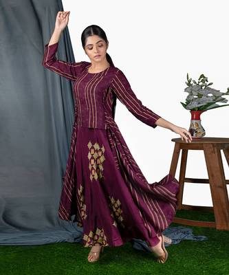 Wine Wine Bias Dress Side Pleat Jacket Style  Dress 2